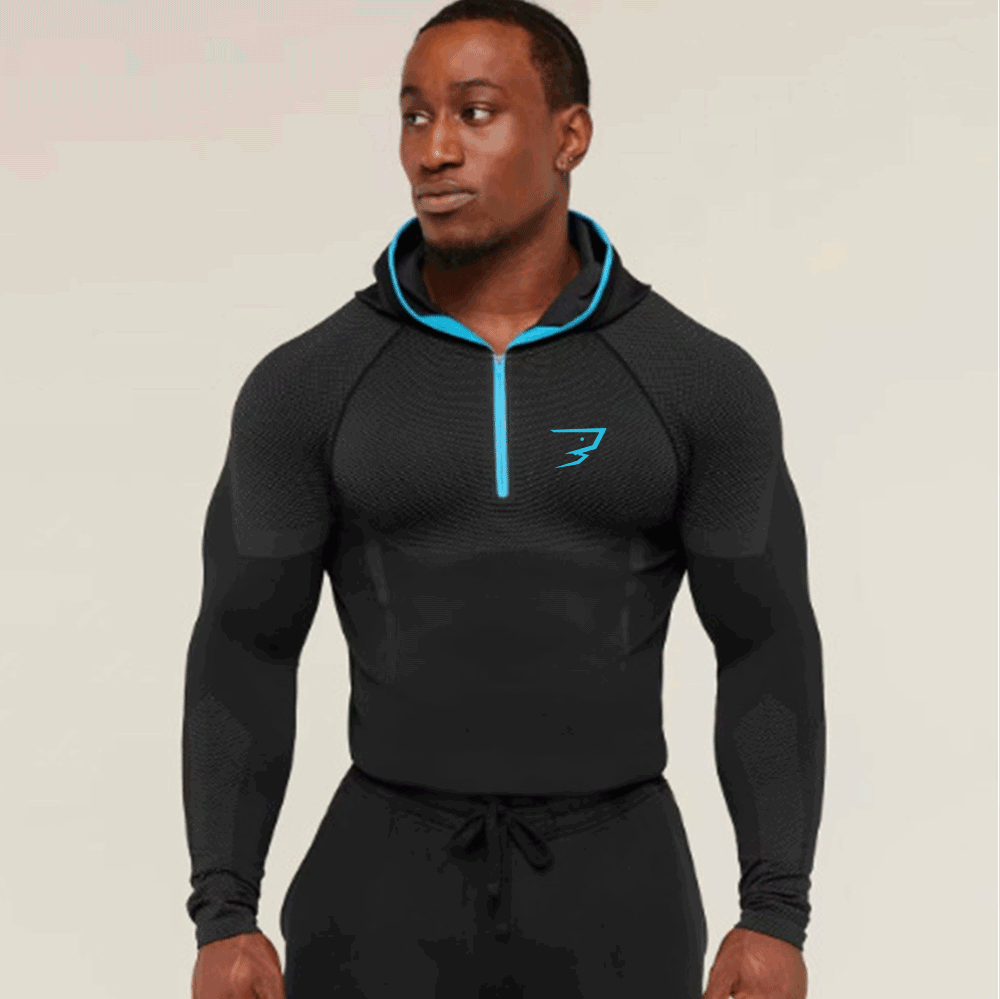 Outdoor Sport Hoodie - 남성용 속건 컴프레션 후드 긴팔 하프집